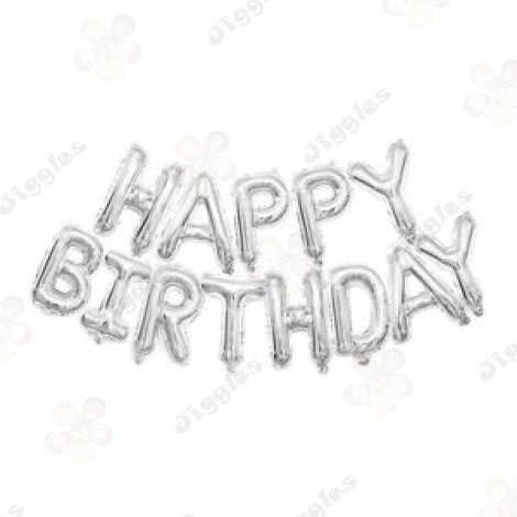 Happy Birthday Foil Balloon Set Silver