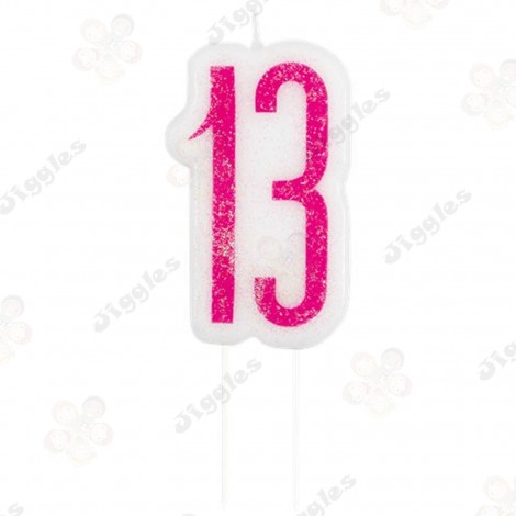 13th Pink Birthday Glitz Candle