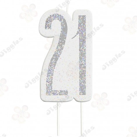 21st Silver Birthday Glitz Candle