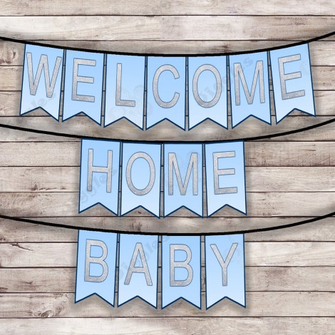 Welcome Home Baby Banner - Blue