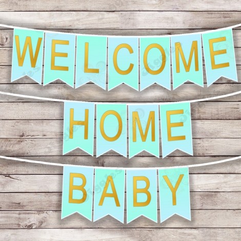 Welcome Home Baby Banner - Gold