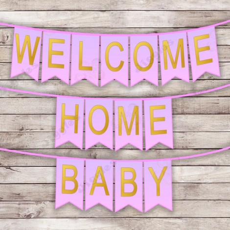 Welcome Home Baby Banner - Pink