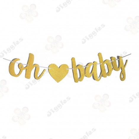 Oh Baby Gold Glitter Banner