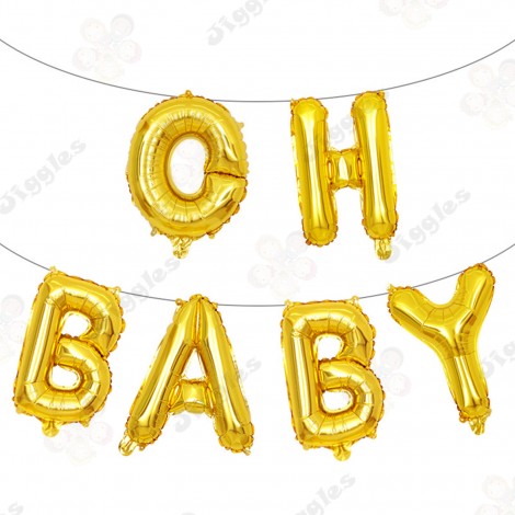 Oh Baby Foil Balloon Banner Gold