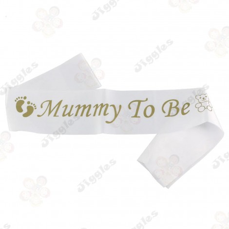 Mummy To Be Sash White with Gold Text