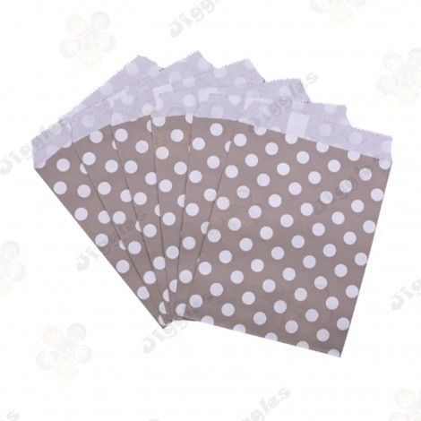 Grey Polka Dots Kraft Paper Cookie / Popcorn Bags 