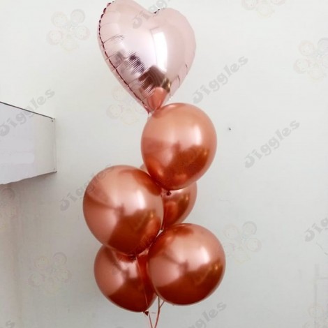 Balloon Bouquet with Chrome & Foil Rose Gold