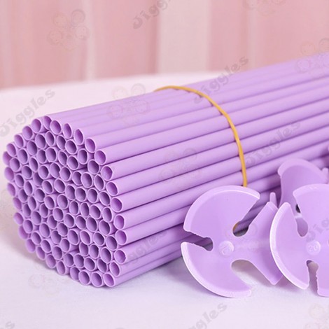 Balloon Sticks with Cups Pack - Pastel Purple