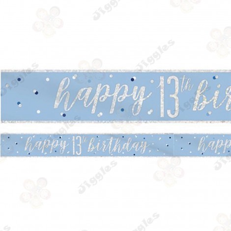 Happy 13th Birthday Blue Glitz Foil Banner 