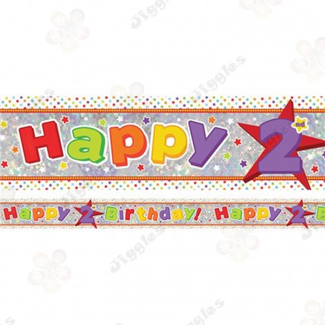 Happy 2nd Birthday Holographic Foil Banner 