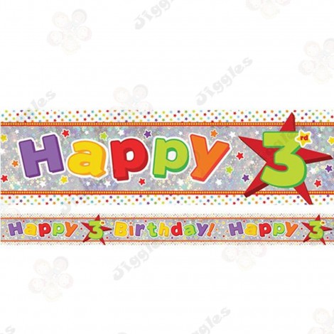 Happy 3rd Birthday Holographic Foil Banner 