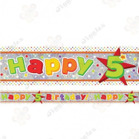 Happy 5th Birthday Holographic Foil Banner 