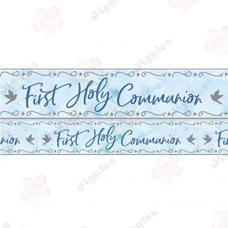 Holy Communion Foil Banner Blue