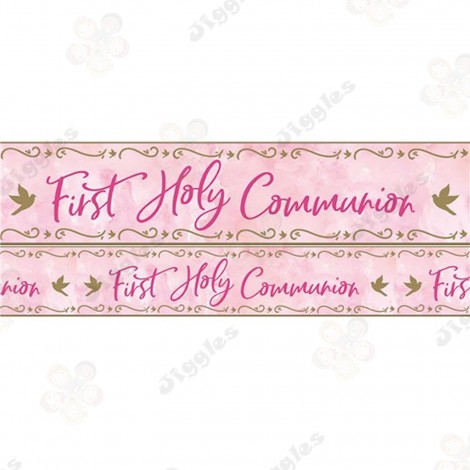 Holy Communion Foil Banner Pink