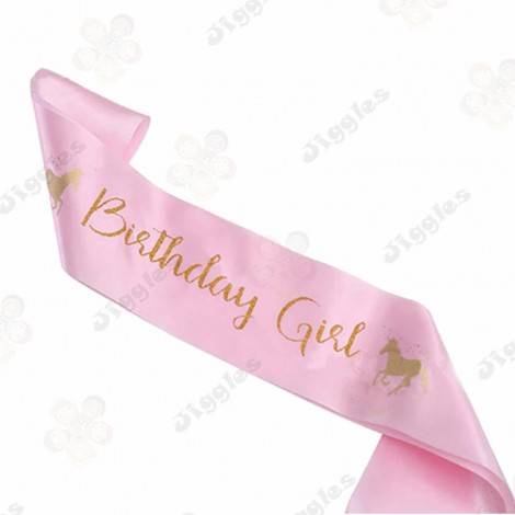 Birthday Girl Sash Pink Unicorn