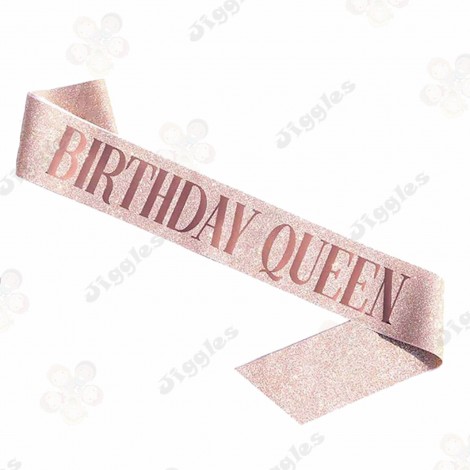 Birthday Queen Sash Glitter Rose 