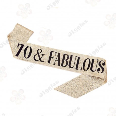 70 & Fabulous Glitter Sash - Gold