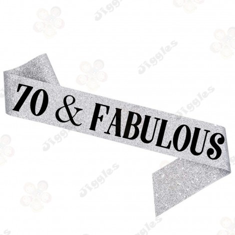 70 & Fabulous Glitter Sash - Silver