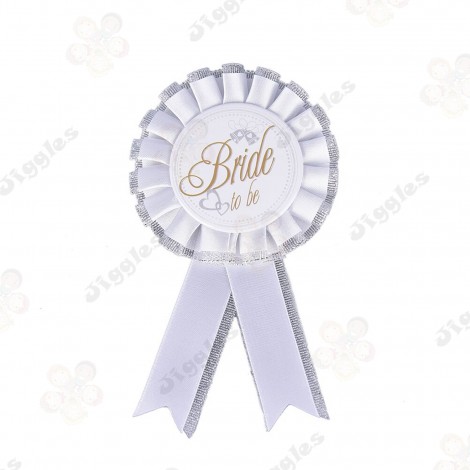 Bride Badge with White Rosette