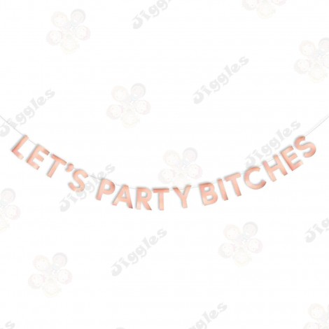 Lets Party Bitches Glitter Banner Rose Gold