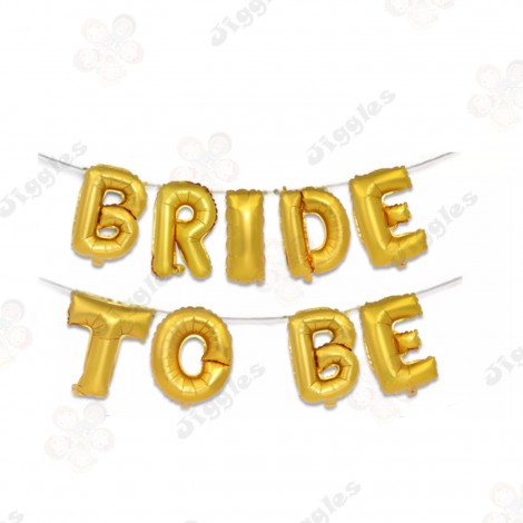 Bride To Be Foil Letter Balloon Set Gold 16"