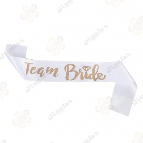 Team Bride Sash White with Rose Gold Text