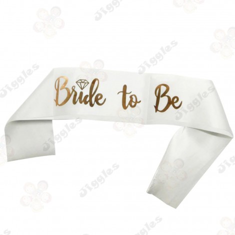 Bride to be Sash - White with Rose Gold Text