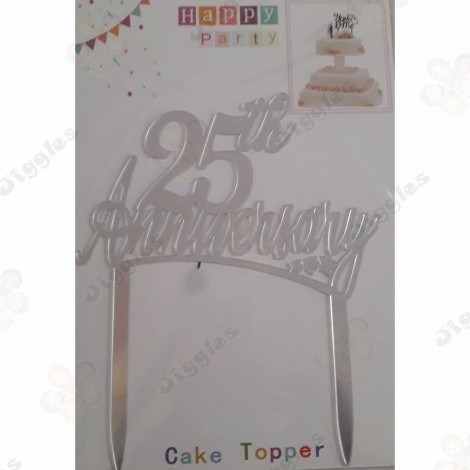 25th Anniversary Cake Topper Silver