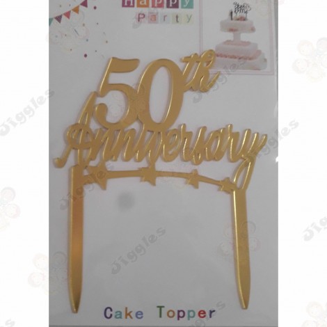 50th Anniversary Cake Topper Gold