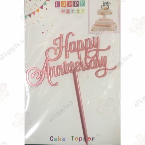 Happy Anniversary Cake Topper Pink