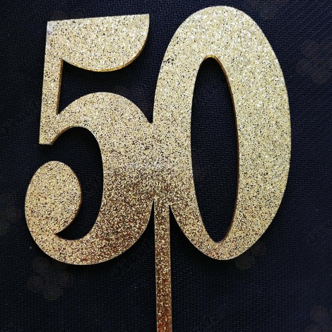 50 Gold Glitter Acrylic Cake Topper 