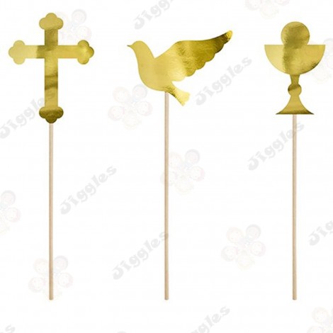 First Holy Communion Gold Cake Toppers (6)
