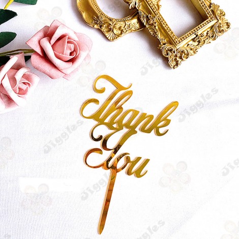 Thank You Cake Topper Gold