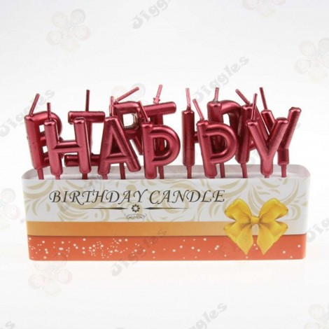 Happy Birthday Candles Set Chrome Red