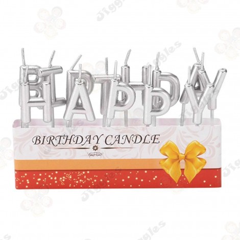 Happy Birthday Candles Set Silver
