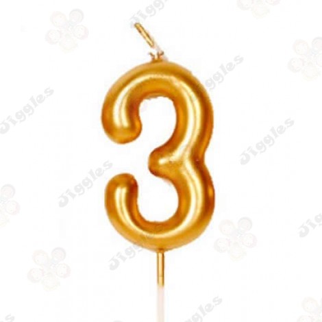 Gold Number 3 Candle 