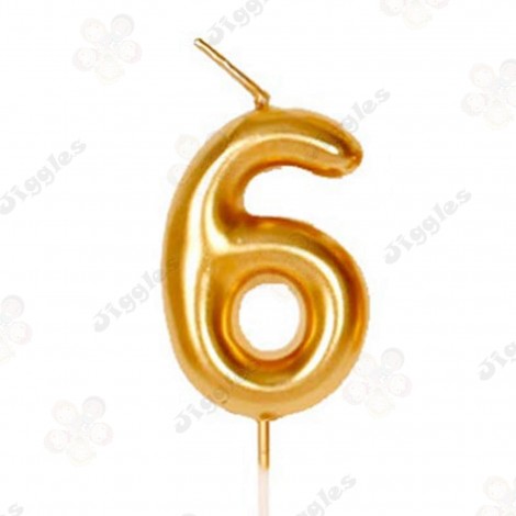 Gold Number 6 Candle 