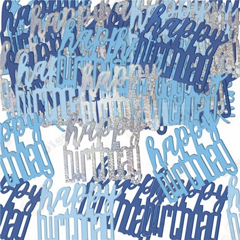 Happy Birthday Blue Glitz Table Confetti