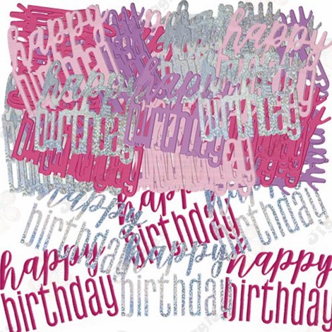 Happy Birthday Pink Glitz Table Confetti
