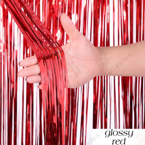 Glossy Red Foil Fringe Curtain 