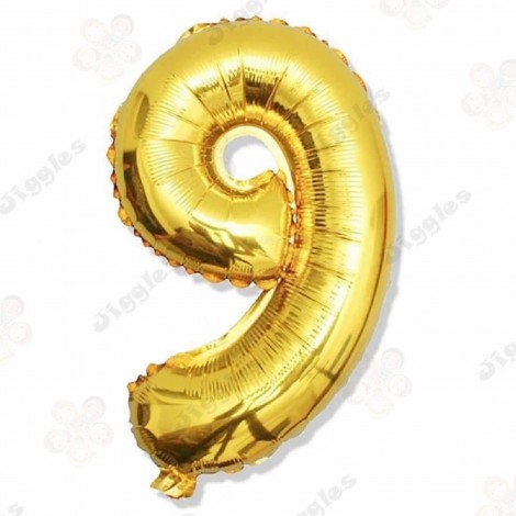 Foil Number Balloon 9 Gold 32"