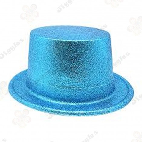 Light Blue Glitter Top Hat