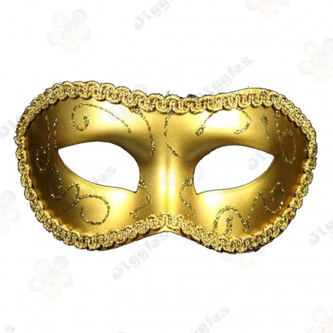Gold Glittery Pattern Mardi Gras Masquerade Mask