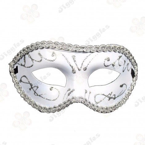 Silver Glittery Pattern Mardi Gras Masquerade Mask