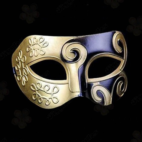 Roman Gladiator Retro Masquerade Mask Black & Gold