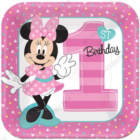Minnie 1st Birthday Paper Plates