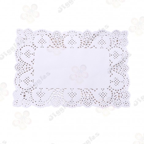 White Rectangular  Paper Doilies 7.5 x 10.5cm 