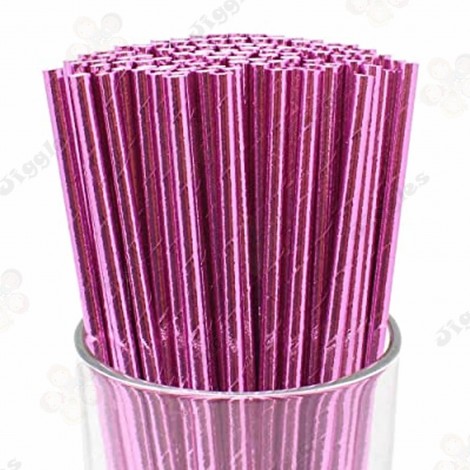 Metallic Pink Paper Straws