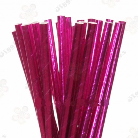Metallic Hot Pink Paper Straws