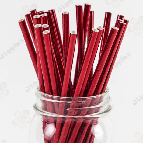 Metallic Red Paper Straws